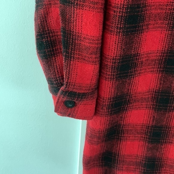 Forever 21‎ Buffalo Plaid Red/black long sleeve Flannel Tunic shirt jacket S - Picture 4 of 10